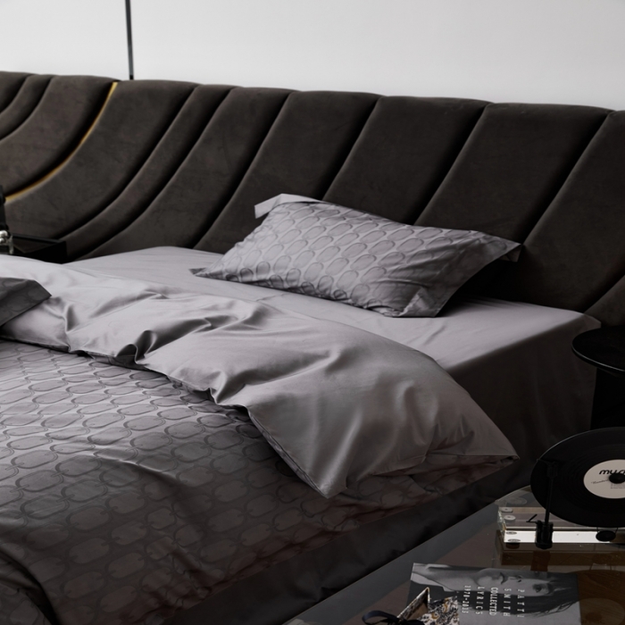 91家纺网 家纺一手货源 找家纺 安莱生活 2023新款 100S纯棉提花四件套 伊索-灰