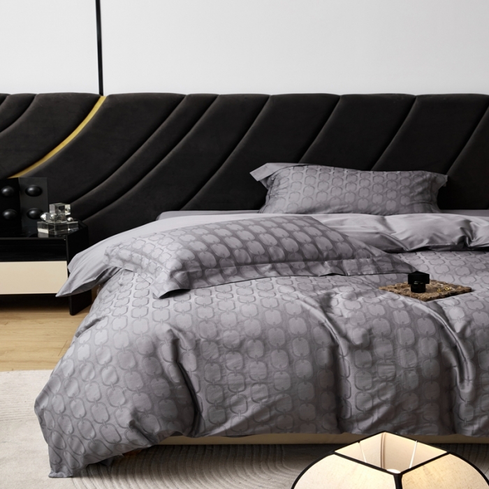 91家纺网 家纺一手货源 找家纺 安莱生活 2023新款 100S纯棉提花四件套 伊索-灰