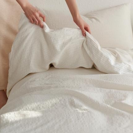 91家纺网 家纺一手货源 找家纺 安莱生活 2023新款 爆款水洗棉提花锦瑟基础款四件套 锦瑟基础款-盐白