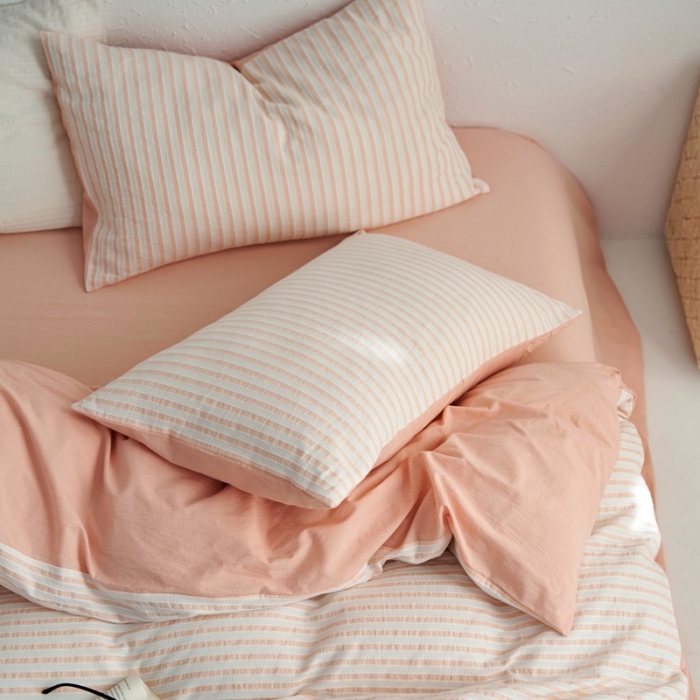 91家纺网 家纺一手货源 找家纺 安莱生活 2023新款 爆款水洗棉提花锦瑟基础款四件套 锦瑟基础款-嫩粉