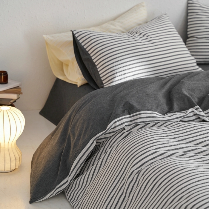 91家纺网 家纺一手货源 找家纺 安莱生活 2023新款 爆款水洗棉提花锦瑟基础款四件套 锦瑟基础款-深灰