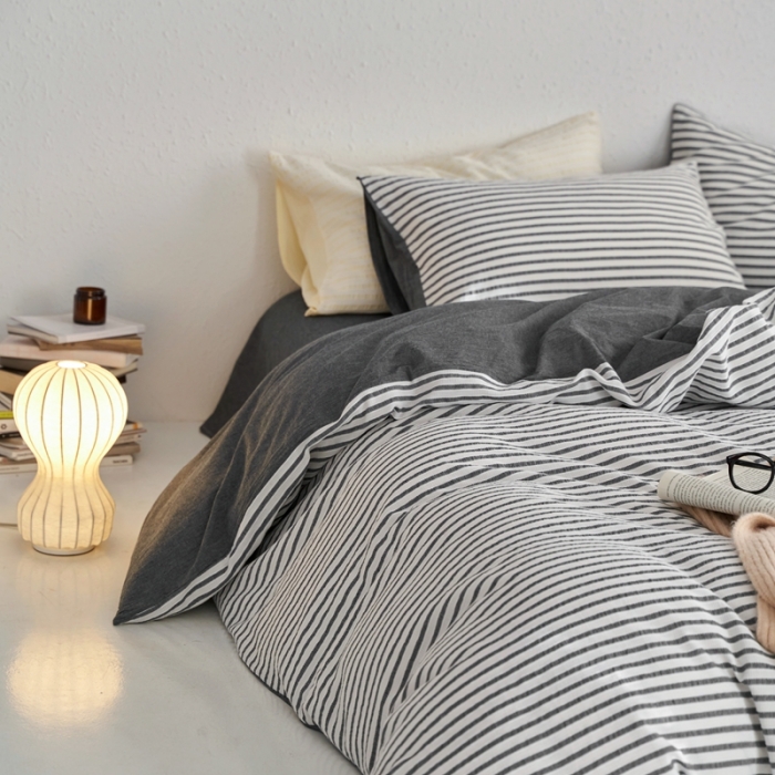 91家纺网 家纺一手货源 找家纺 安莱生活 2023新款 爆款水洗棉提花锦瑟基础款四件套 锦瑟基础款-深灰