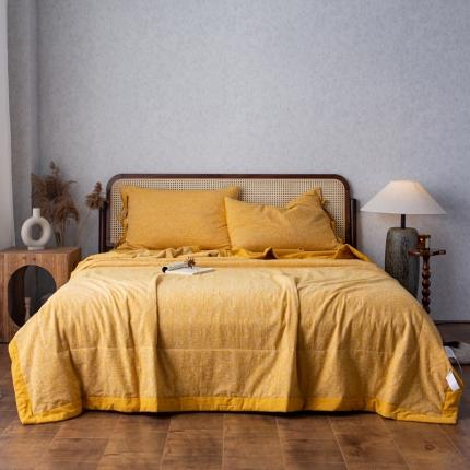 91家纺网 家纺一手货源 找家纺 安莱生活2023新款 双层纱华夫格夏被四件套及单独夏被 华夫格-姜黄