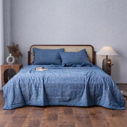 91家纺网 家纺一手货源 找家纺 安莱生活2023新款 双层纱华夫格夏被四件套及单独夏被 华夫格-深蓝