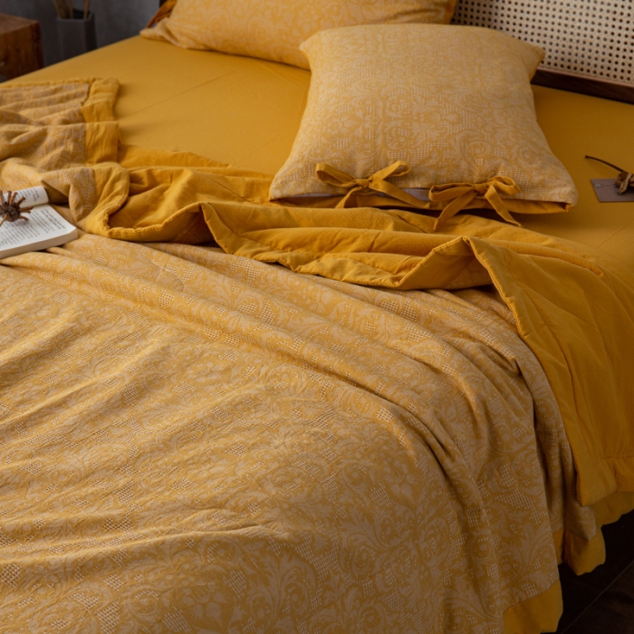 91家纺网 家纺一手货源 找家纺 （总）安莱生活2023新款 双层纱华夫格夏被四件套及单独夏被