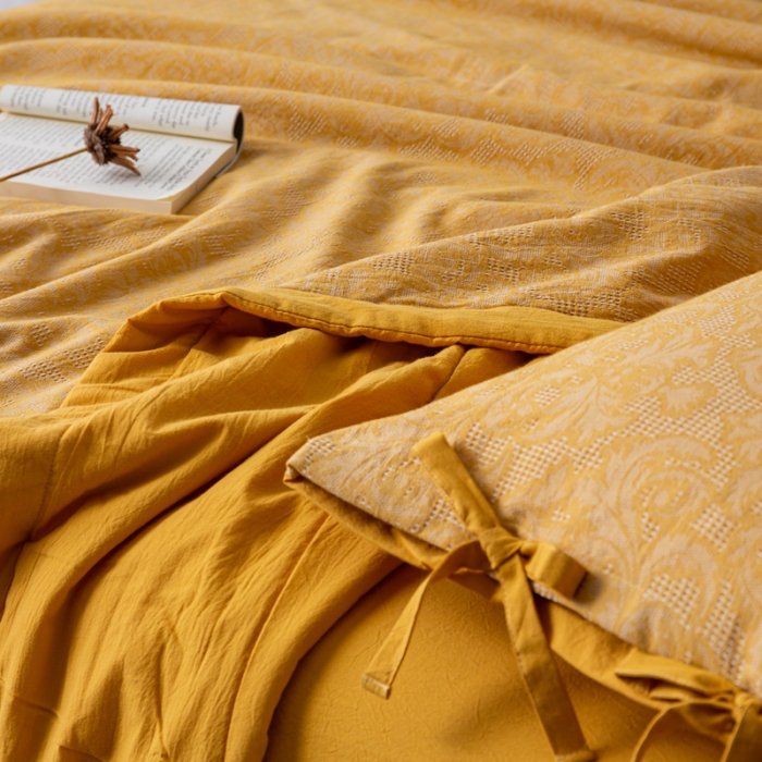 91家纺网 家纺一手货源 找家纺 （总）安莱生活2023新款 双层纱华夫格夏被四件套及单独夏被