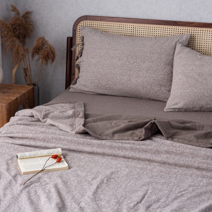 91家纺网 家纺一手货源 找家纺 安莱生活2023新款 双层纱华夫格夏被四件套及单独夏被 华夫格-浅灰