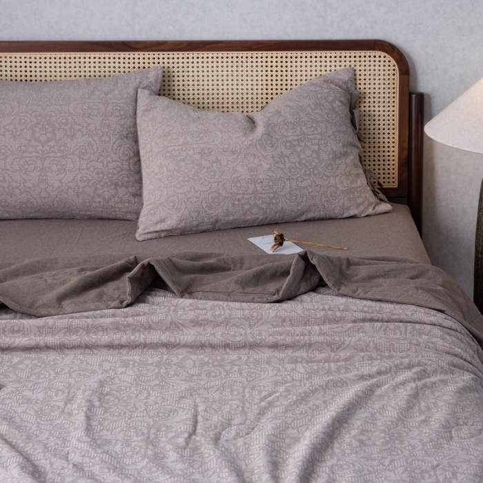 91家纺网 家纺一手货源 找家纺 安莱生活2023新款 双层纱华夫格夏被四件套及单独夏被 华夫格-浅灰
