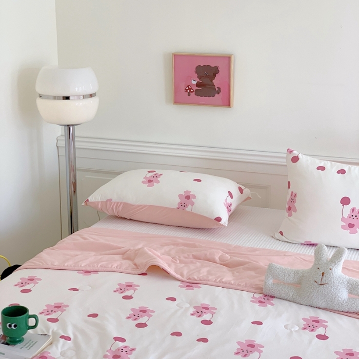 91家纺网 家纺一手货源 找家纺 星期八 2023新款卡通宝宝棉大豆夏被-第二批 爱心气球兔