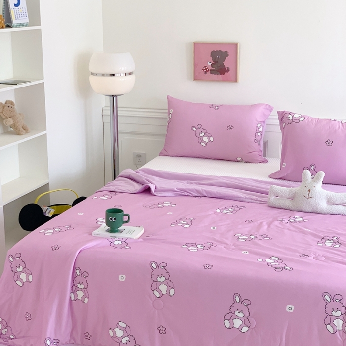 91家纺网 家纺一手货源 找家纺 星期八 2023新款卡通宝宝棉大豆夏被-第二批 抱枕兔