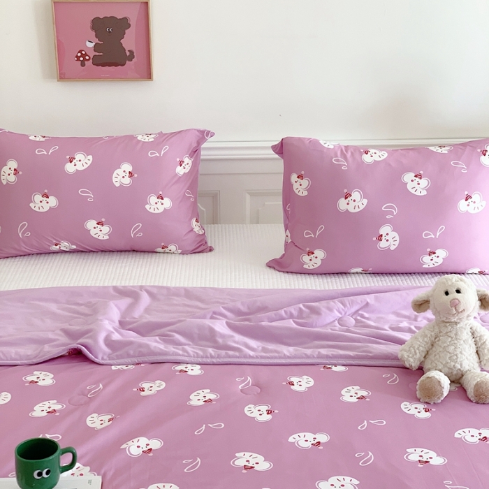 91家纺网 家纺一手货源 找家纺 星期八 2023新款卡通宝宝棉大豆夏被-第二批 波比象粉