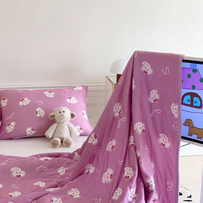 91家纺网 家纺一手货源 找家纺 星期八 2023新款卡通宝宝棉大豆夏被-第二批 波比象粉