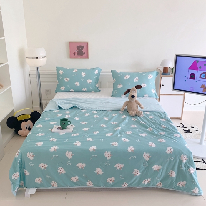 91家纺网 家纺一手货源 找家纺 星期八 2023新款卡通宝宝棉大豆夏被-第二批 波比象绿