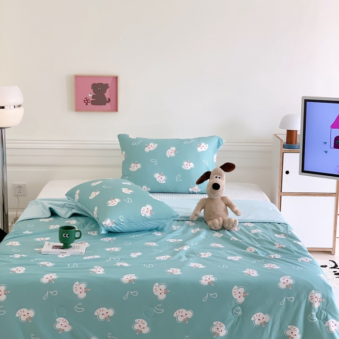 91家纺网 家纺一手货源 找家纺 星期八 2023新款卡通宝宝棉大豆夏被-第二批 波比象绿
