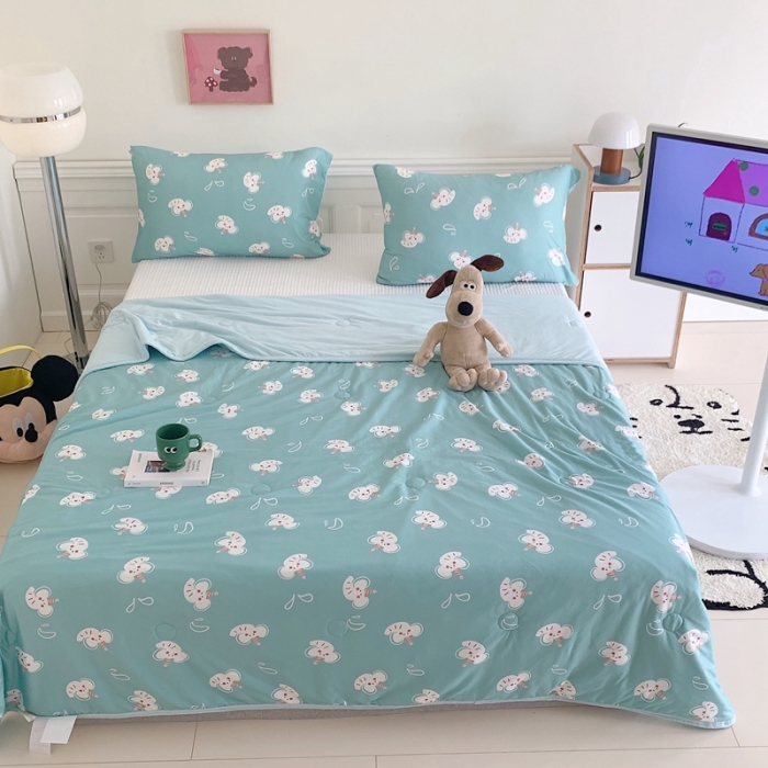 91家纺网 家纺一手货源 找家纺 星期八 2023新款卡通宝宝棉大豆夏被-第二批 波比象绿