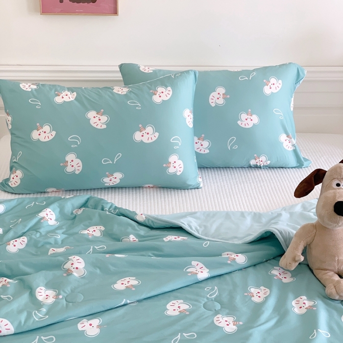91家纺网 家纺一手货源 找家纺 星期八 2023新款卡通宝宝棉大豆夏被-第二批 波比象绿