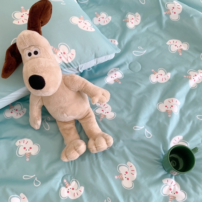 91家纺网 家纺一手货源 找家纺 星期八 2023新款卡通宝宝棉大豆夏被-第二批 波比象绿