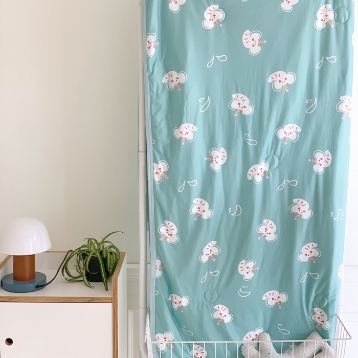 91家纺网 家纺一手货源 找家纺 星期八 2023新款卡通宝宝棉大豆夏被-第二批 波比象绿