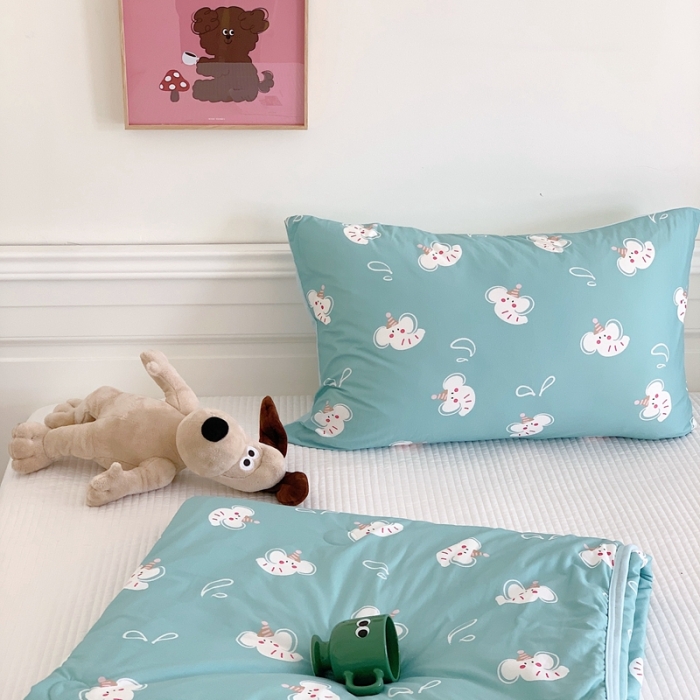 91家纺网 家纺一手货源 找家纺 星期八 2023新款卡通宝宝棉大豆夏被-第二批 波比象绿