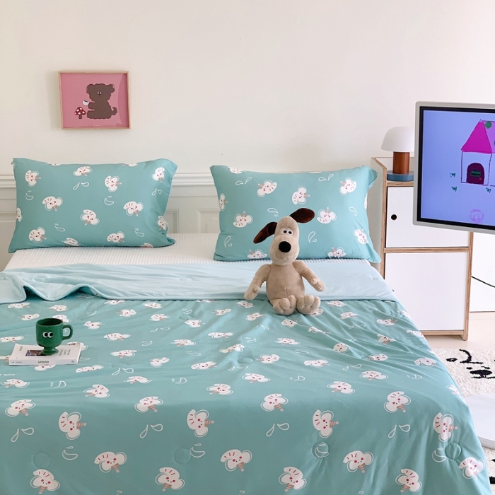 91家纺网 家纺一手货源 找家纺 星期八 2023新款卡通宝宝棉大豆夏被-第二批 波比象绿