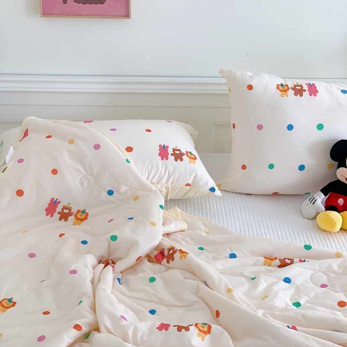 91家纺网 家纺一手货源 找家纺 星期八 2023新款卡通宝宝棉大豆夏被-第二批 波点萌宠