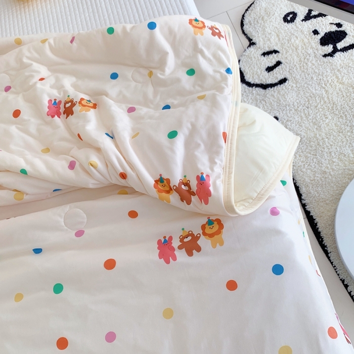 91家纺网 家纺一手货源 找家纺 星期八 2023新款卡通宝宝棉大豆夏被-第二批 波点萌宠