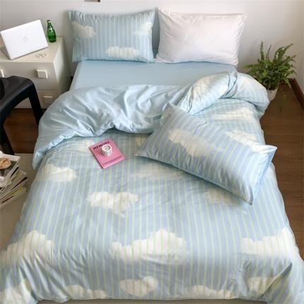 91家纺网 家纺一手货源 找家纺 桃喜 2024新款40支全棉13376ins风数码印花四件套 云朵