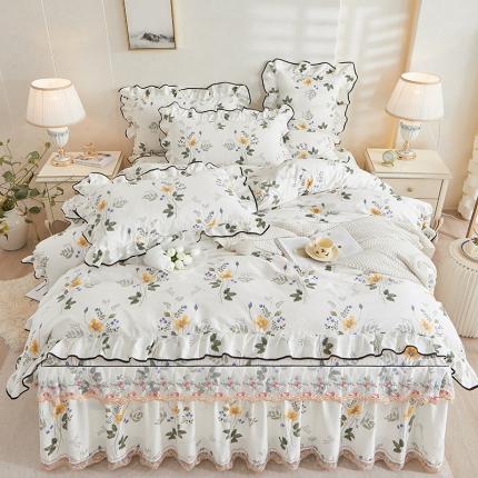 91家纺网 家纺一手货源 找家纺 （总）宜凡 2023新款 全棉韩版床裙四件套