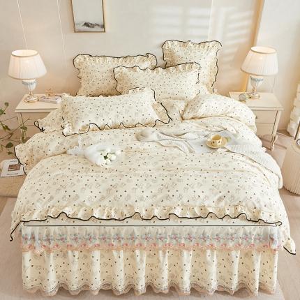 91家纺网 家纺一手货源 找家纺 （总）宜凡 2023新款 全棉韩版床裙四件套