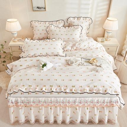 91家纺网 家纺一手货源 找家纺 （总）宜凡 2023新款 全棉韩版床裙四件套