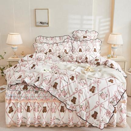 宜凡 2023新款 全棉韩版床裙四件套 维也纳熊