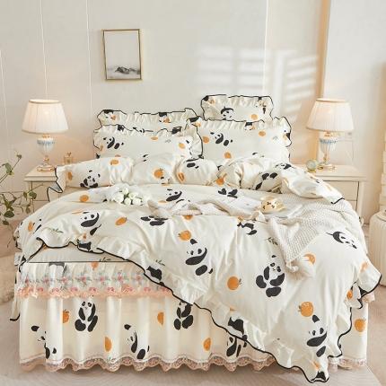 宜凡 2023新款 全棉韩版床裙四件套 香橙橙