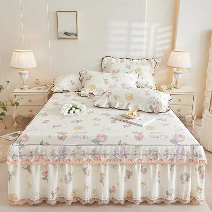 91家纺网 家纺一手货源 找家纺 （总）宜凡 2023新款 全棉韩版床裙三件套