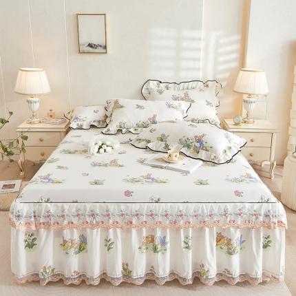 91家纺网 家纺一手货源 找家纺 （总）宜凡 2023新款 全棉韩版床裙三件套