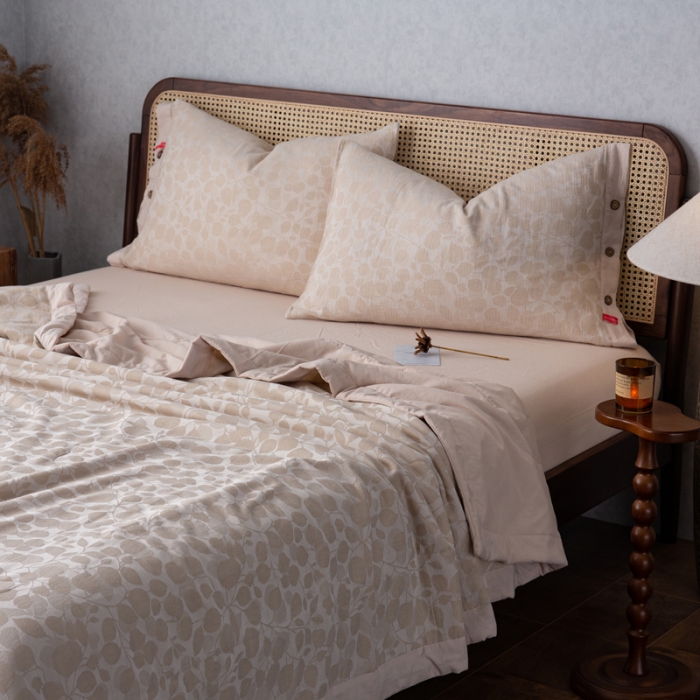 91家纺网 家纺一手货源 找家纺 安莱生活 2023新款 棉麻夏被四件套及单独夏被 棉麻-米白