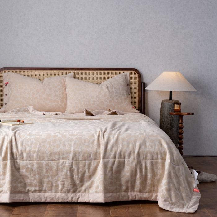 91家纺网 家纺一手货源 找家纺 安莱生活 2023新款 棉麻夏被四件套及单独夏被 棉麻-米白