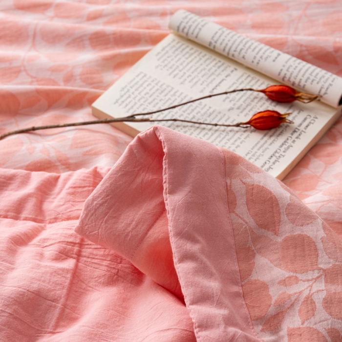 91家纺网 家纺一手货源 找家纺 安莱生活 2023新款 棉麻夏被四件套及单独夏被 棉麻-嫩粉