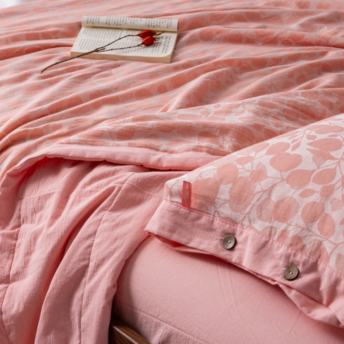 91家纺网 家纺一手货源 找家纺 安莱生活 2023新款 棉麻夏被四件套及单独夏被 棉麻-嫩粉