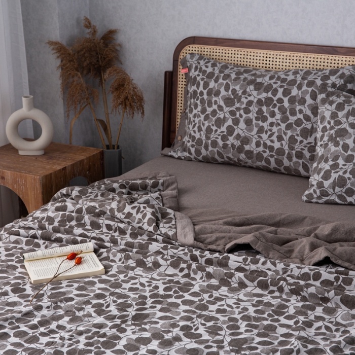 91家纺网 家纺一手货源 找家纺 安莱生活 2023新款 棉麻夏被四件套及单独夏被 棉麻-浅灰