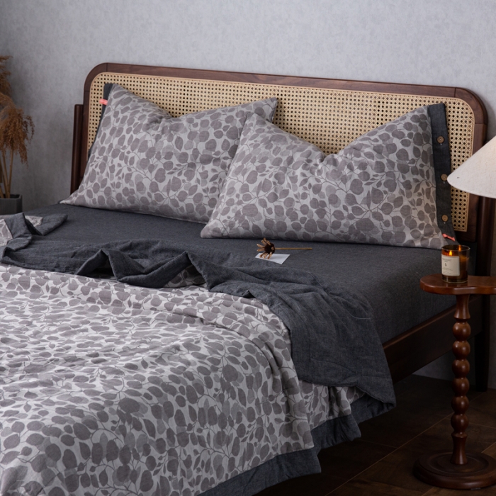 91家纺网 家纺一手货源 找家纺 安莱生活 2023新款 棉麻夏被四件套及单独夏被 棉麻-深灰