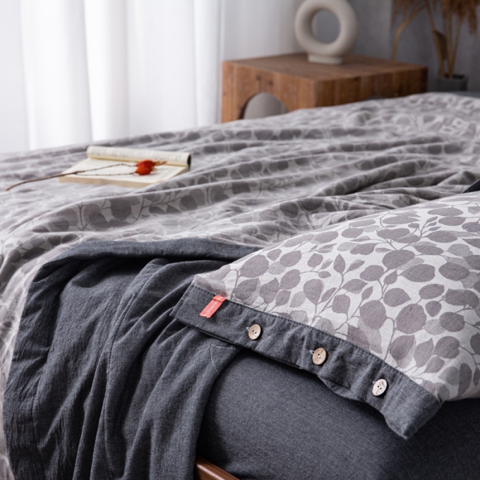 91家纺网 家纺一手货源 找家纺 安莱生活 2023新款 棉麻夏被四件套及单独夏被 棉麻-深灰