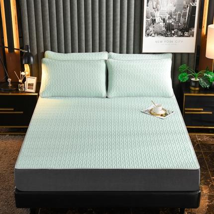 91家纺网 家纺一手货源 找家纺 雪夫人 2022新款0.5纯色印花凉席三件套 浅杉绿