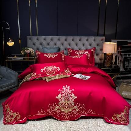 91家纺网 家纺一手货源 找家纺 （总）红番天 新款高精密贡缎+全棉四件套梦巴黎系列