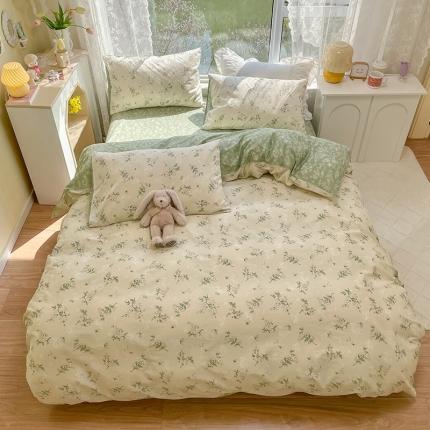 91家纺网 家纺一手货源 找家纺 瑞莱2023春夏新款13372全棉印花四件套-小清新（第二批）茶艺