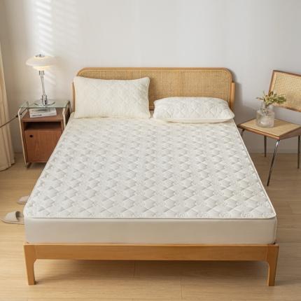 居眠2023新款防水大豆夹棉床笠 山茶花-奶白