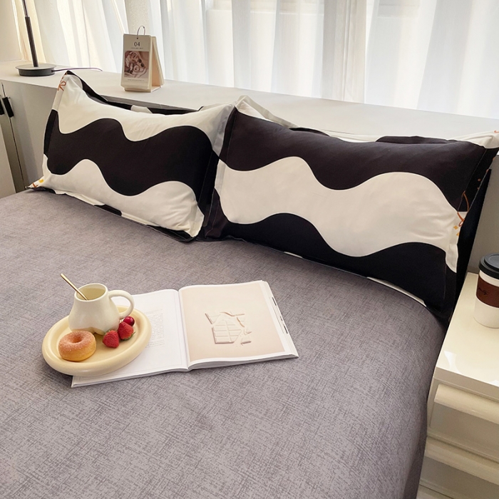 91家纺网 家纺一手货源 找家纺 宏源家纺 2023新款芦荟棉亲肤四件套 时尚波纹