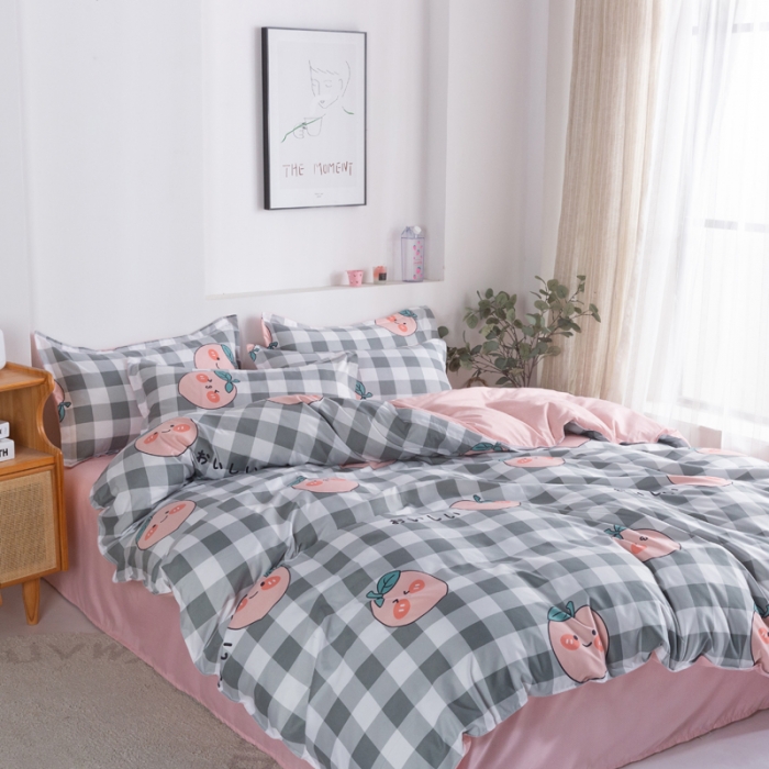 91家纺网 家纺一手货源 找家纺 宏源家纺 2023新款芦荟棉亲肤四件套 甜心物语