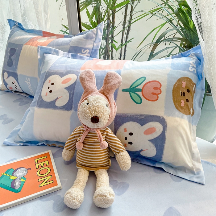 91家纺网 家纺一手货源 找家纺 宏源家纺 2023新款芦荟棉亲肤四件套 兔与熊