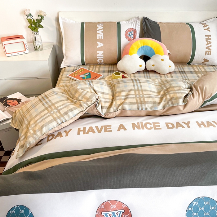 91家纺网 家纺一手货源 找家纺 宏源家纺 2023新款芦荟棉亲肤四件套 希望时空