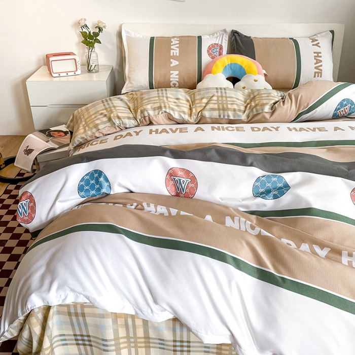 91家纺网 家纺一手货源 找家纺 宏源家纺 2023新款芦荟棉亲肤四件套 希望时空